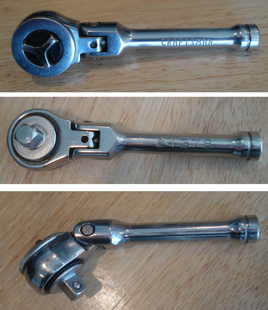 Craftsman 3/8" Round Head Fine Tooth Triwing Flex Stubby Ratchet Rare